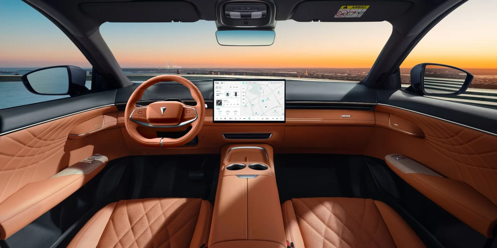 Changan Deepal S07 – Deepal S07 — širok pogled kabine z usnjem cognac